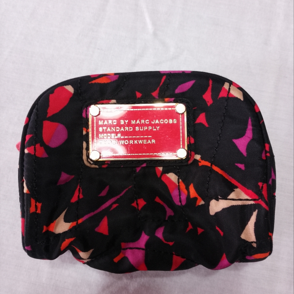 Marc Jacobs Black and Red Multicolor Cosmetic Pouch Bag